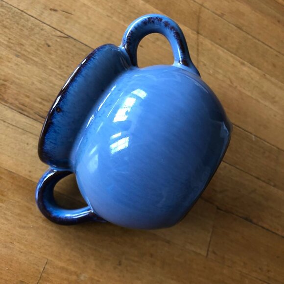 Pittsfield Pottery Vermont Handmade Ceramic Bowl w/ Handles Milky Blue Brown - Picture 3 of 8